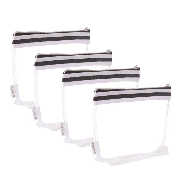 Augbunny Multi-purpose Waterproof Clear Vinyl Zippered Toiletry Cosmetics Makeup Pouch With French Tape 4-pack - Image 1